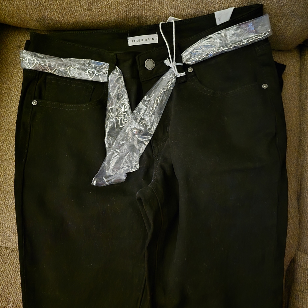 Fire & Rain Black Jeans with Silver Heart Belt